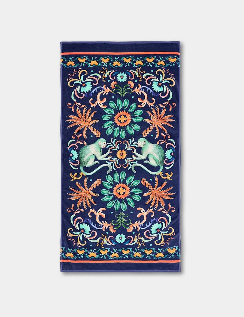 Pure Cotton Monkey Print Beach Towel - Blue Mix product