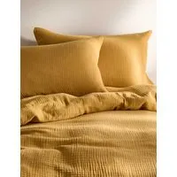 Pure Cotton Muslin Bedding Set - Ochre alternate view