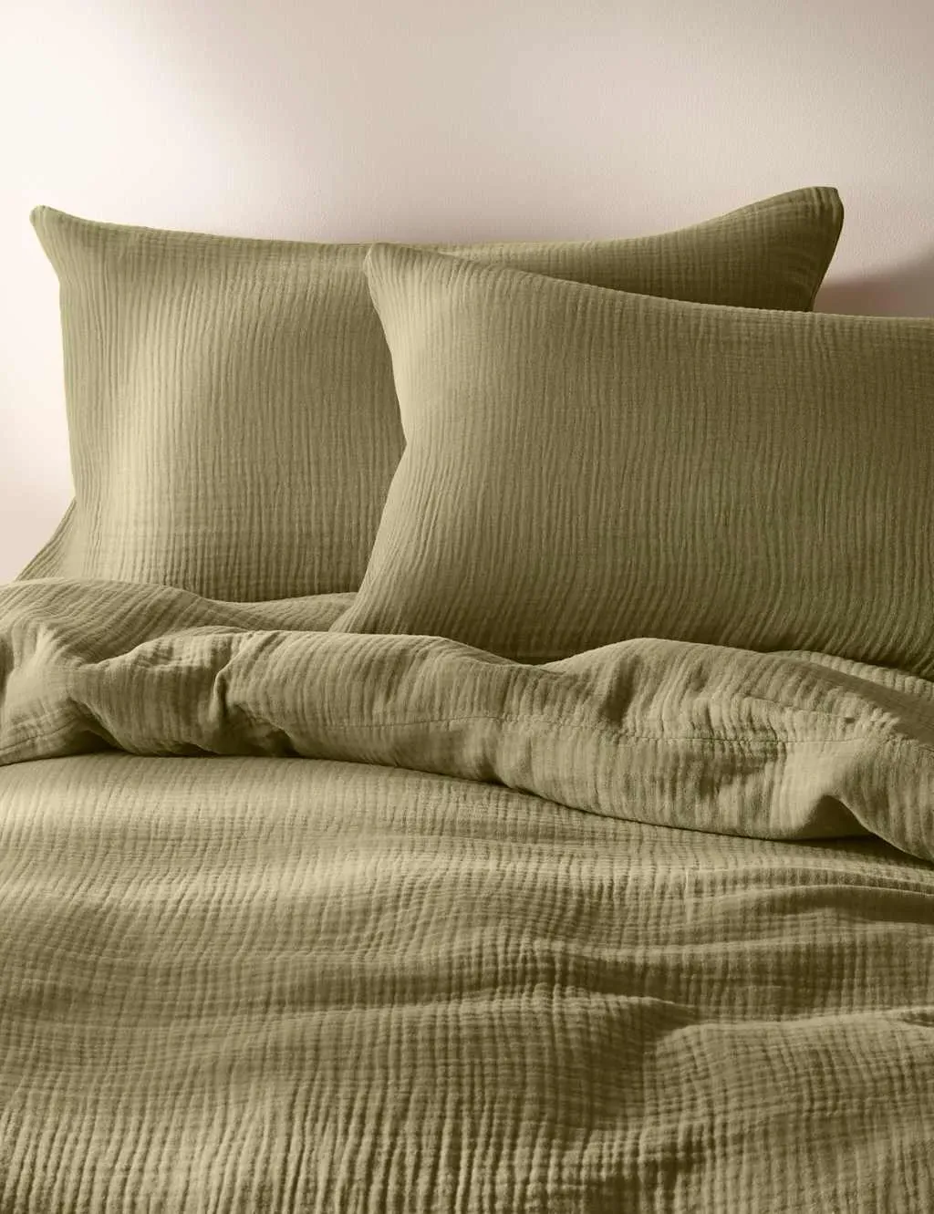 Pure Cotton Muslin Bedding Set - Olive product