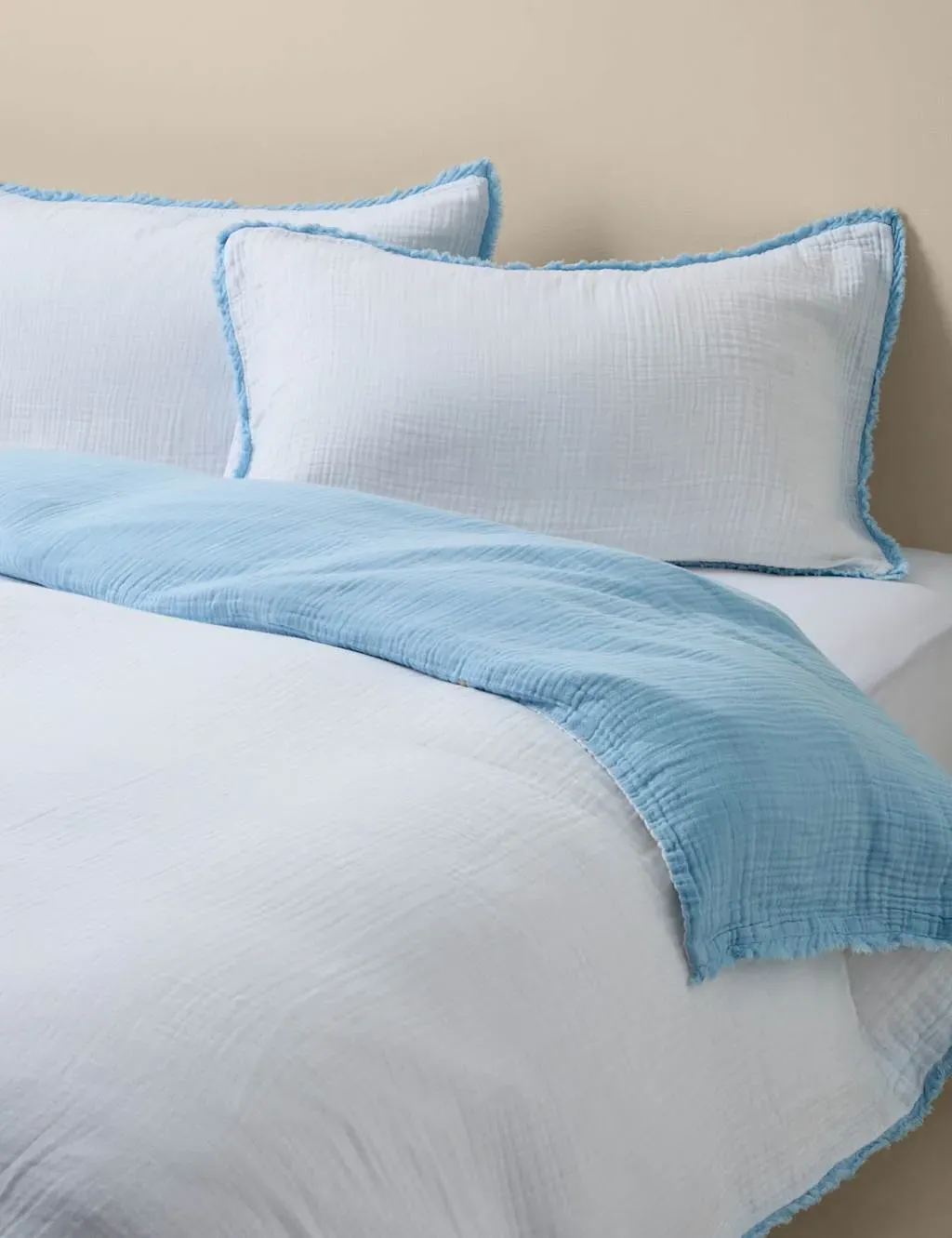 Pure Cotton Muslin Reversible Bedding Set - Blue Mix product