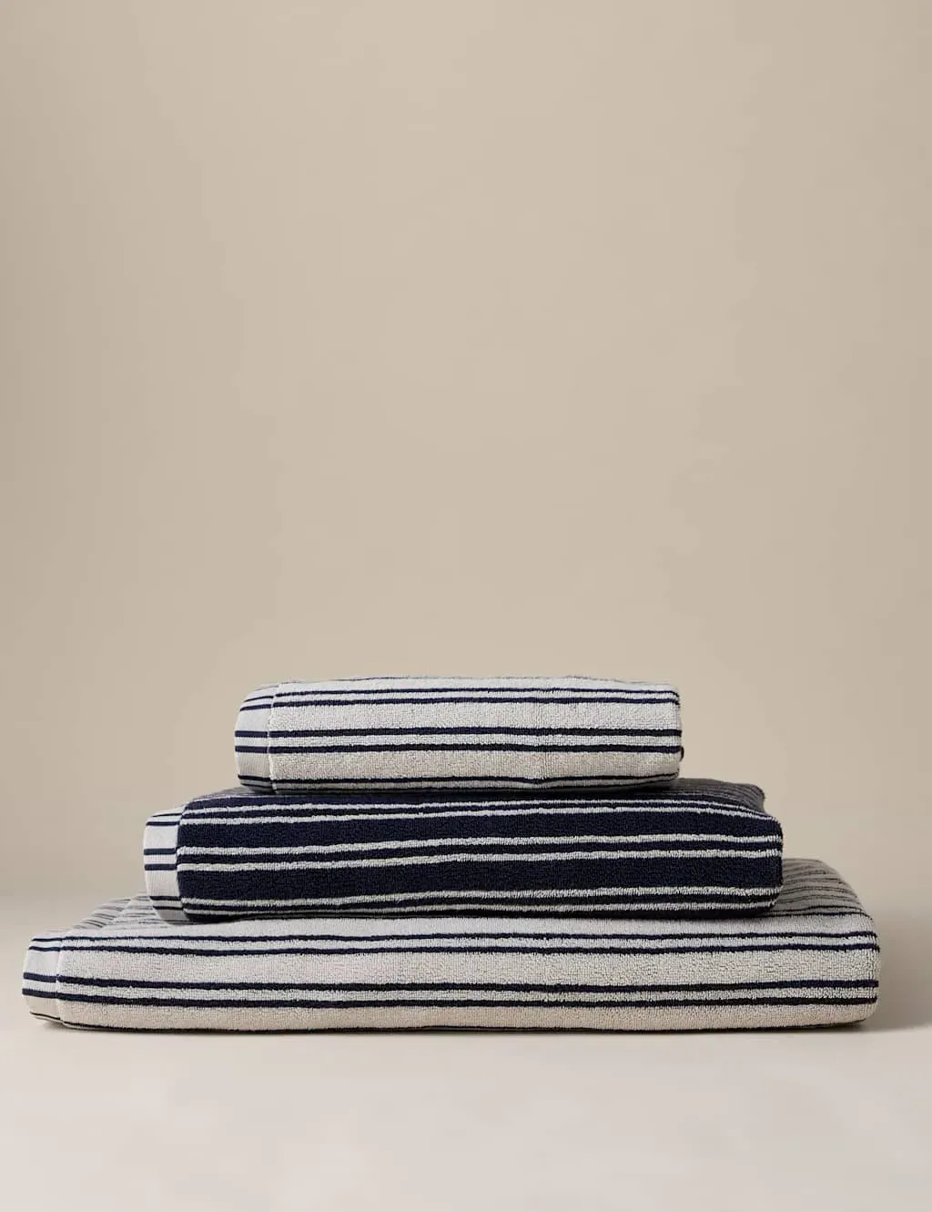 Pure Cotton Narrow Stripe Towel - Navy Mix product