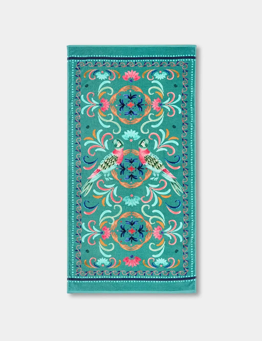 Pure Cotton Parrot Print Beach Towel - Teal product