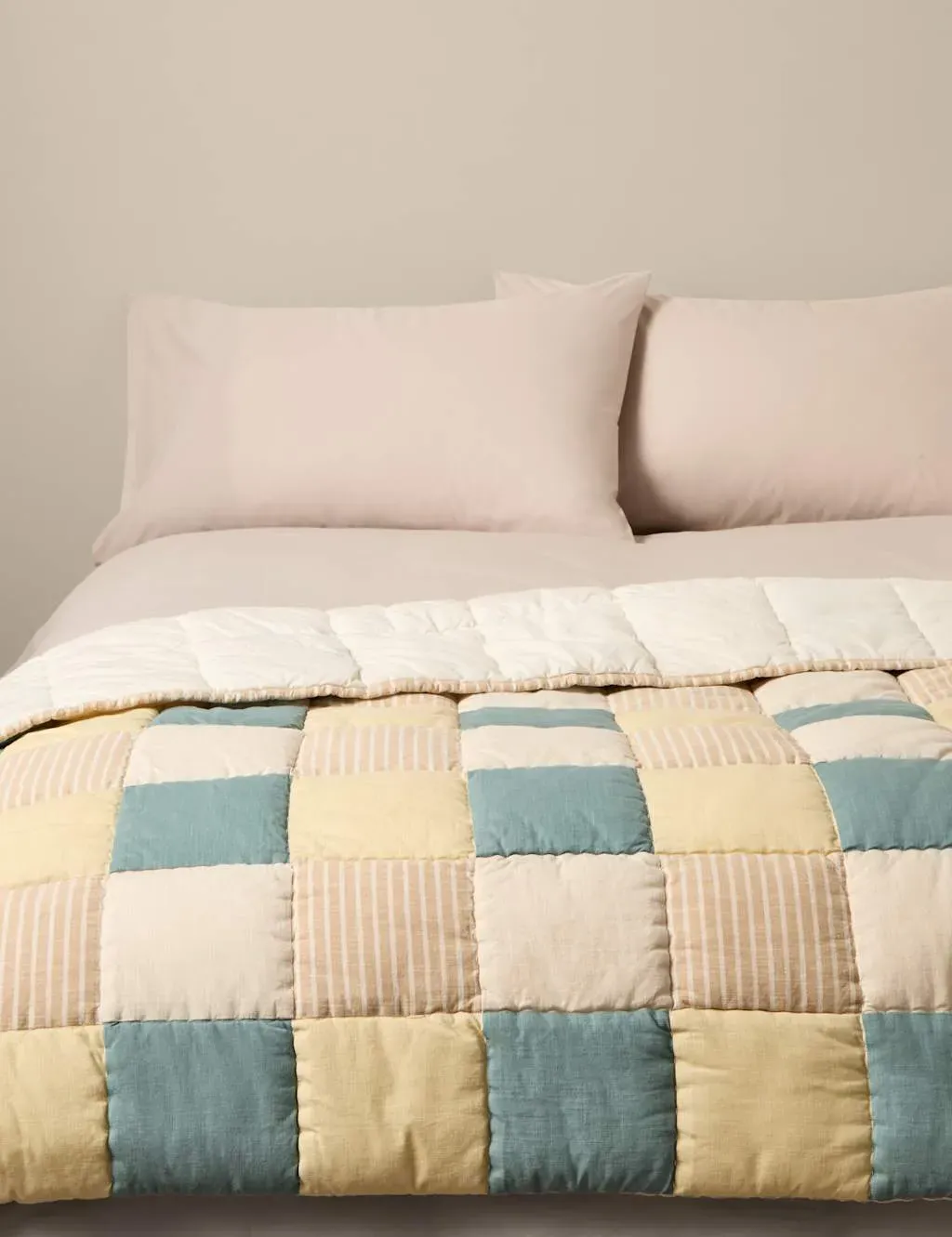 Pure Cotton Patchwork Bedspread - Blue Mix product