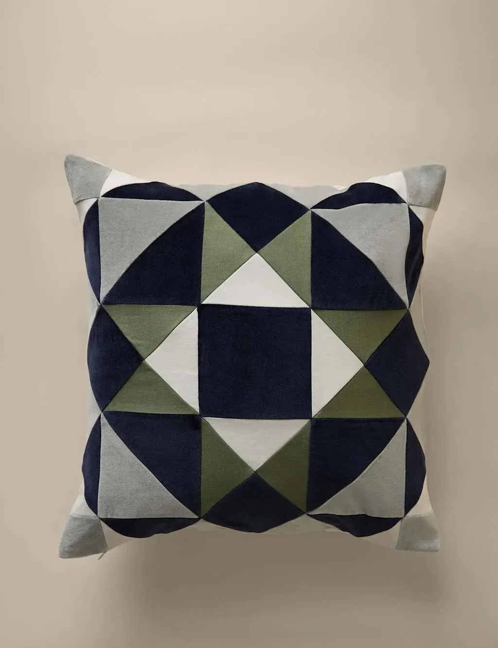 Pure Cotton Patchwork Cushion Cover - Green Mix product