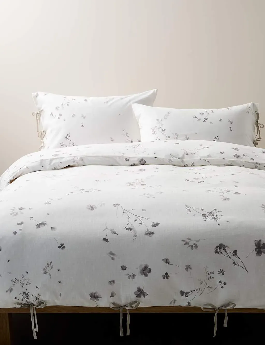 Pure Cotton Pressed Floral Bedding Set - Grey Mix product
