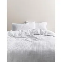 Pure Cotton Ribbed Bedding Set - White alternate view