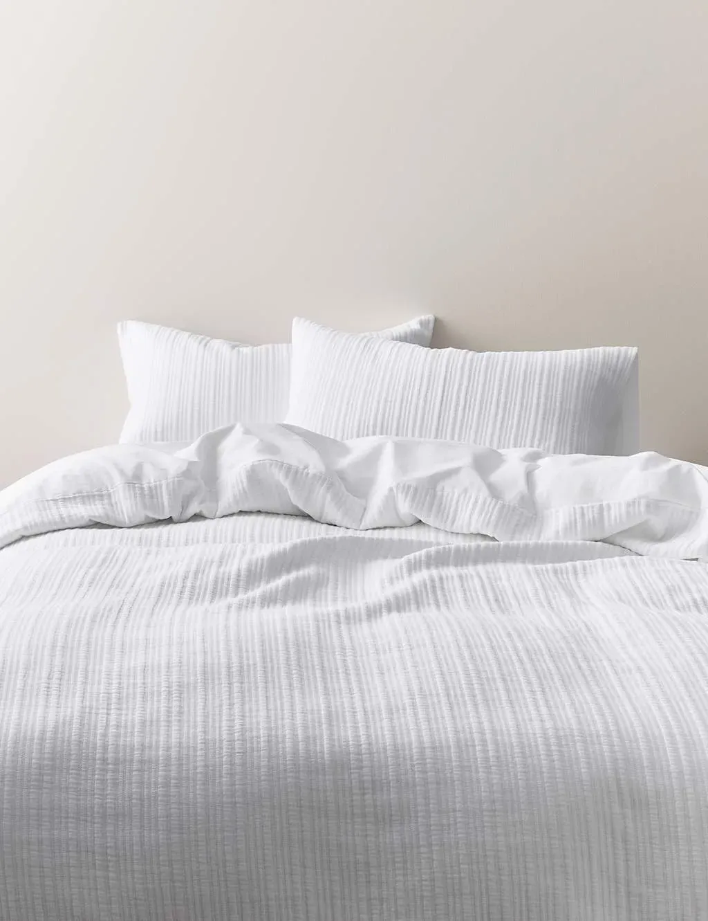 Pure Cotton Ribbed Bedding Set - White product