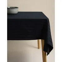 Pure Cotton Sateen Striped Tablecloth - Black alternate view