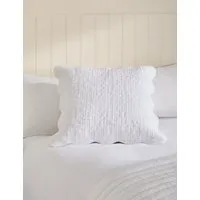 Pure Cotton Scallop Edge Large Decorative Cushion - White alternate view
