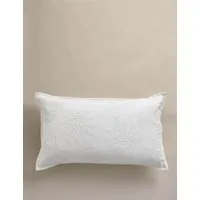 Pure Cotton Shell Broderie Bolster Cushion - White alternate view