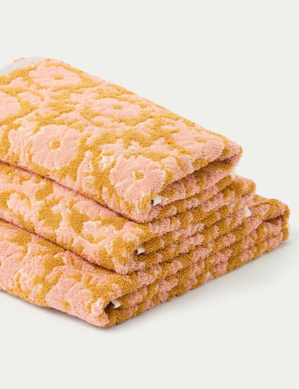 Pure Cotton Silhouette Floral Towel - Ochre product