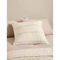 Pure Cotton Striped Cushion - White alternate view