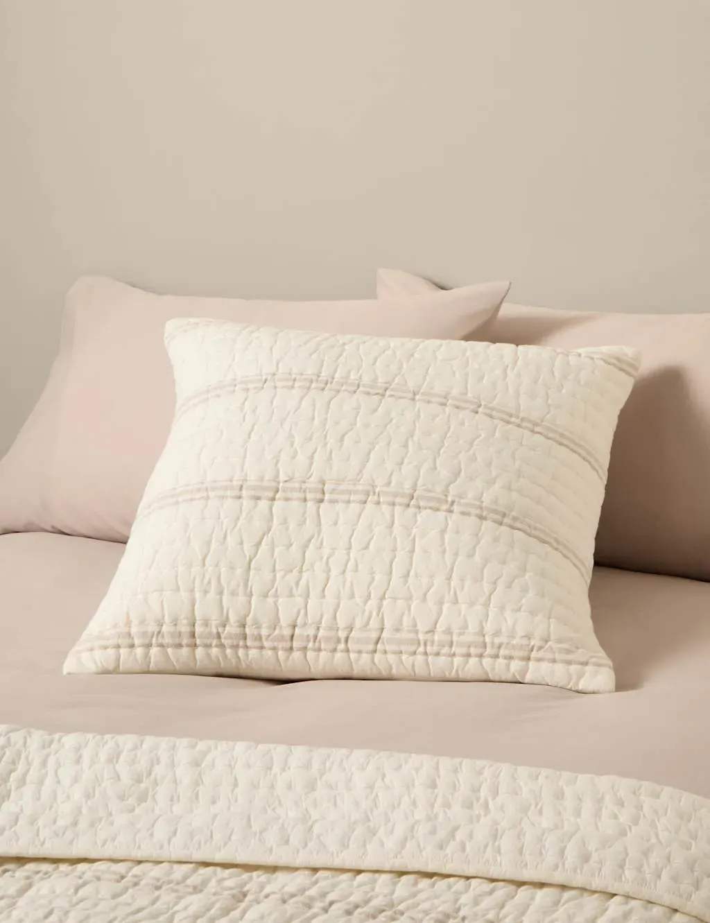 Pure Cotton Striped Cushion - White product
