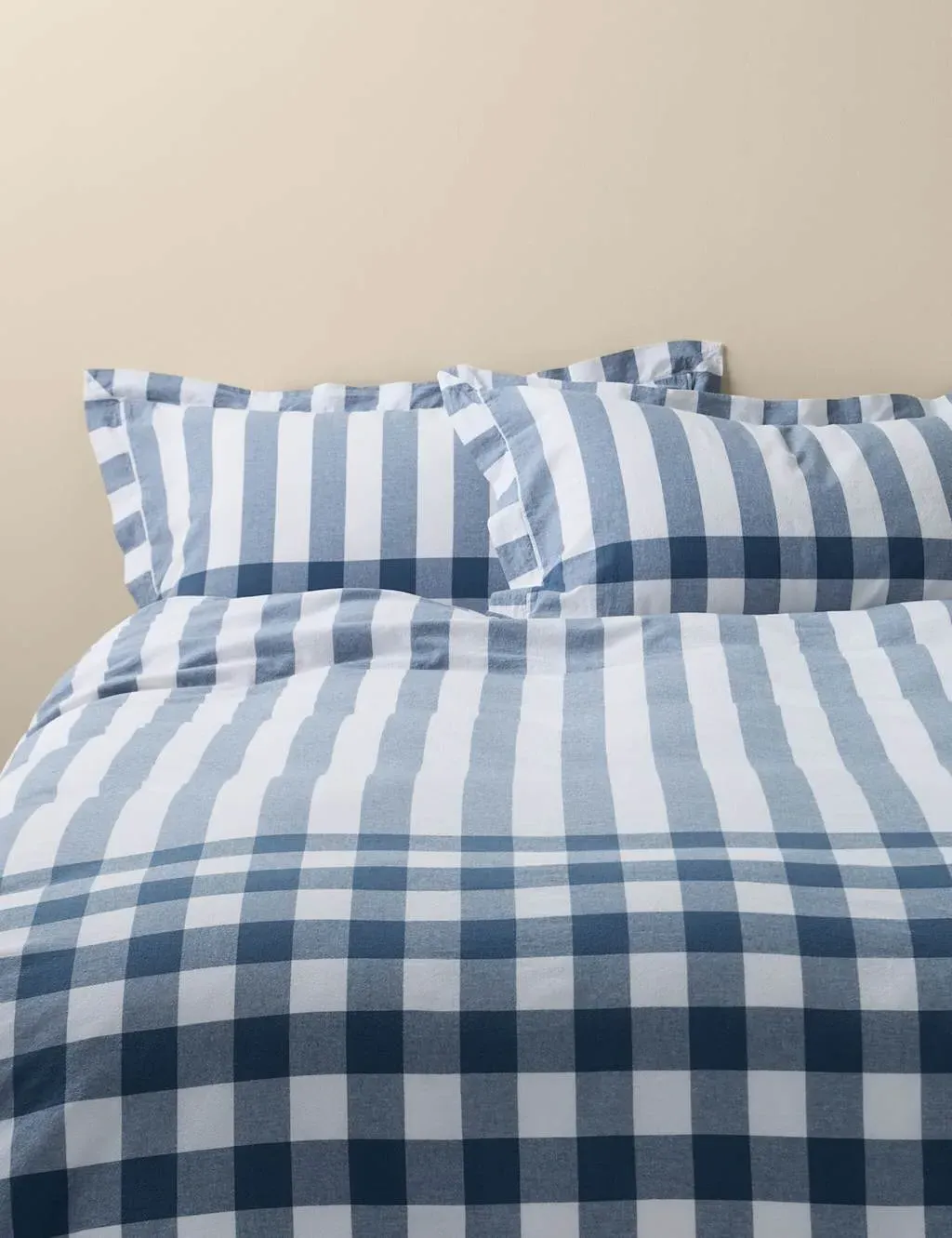 Pure Cotton Striped Gingham Bedding Set - Blue Mix product