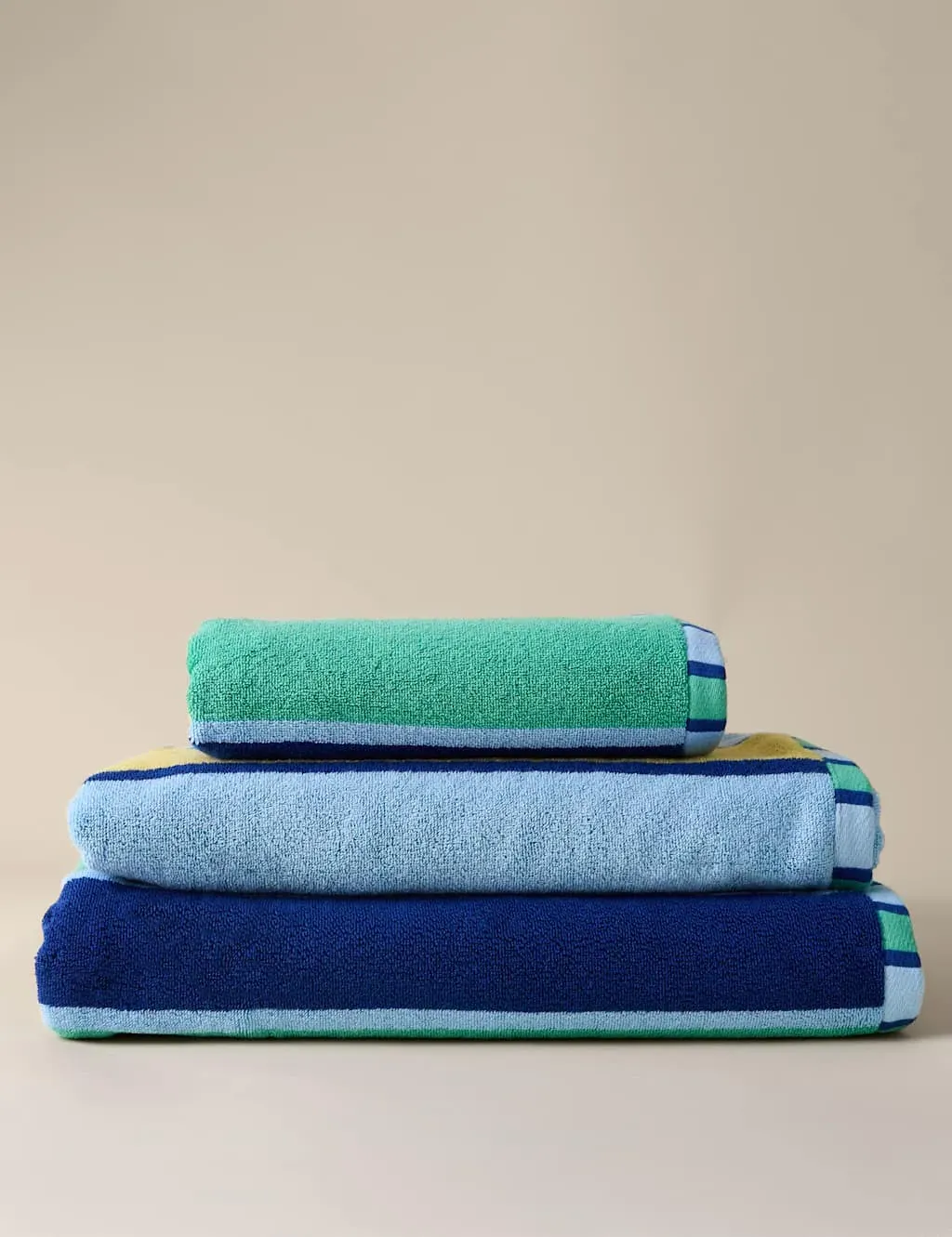 Pure Cotton Striped Reversible Towel - Blue/Green product