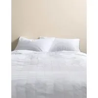 Pure Cotton Striped Seersucker Bedding Set - White alternate view