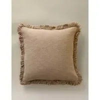 Pure Cotton Textured Fringe Cushion Cover - Natural alternate view