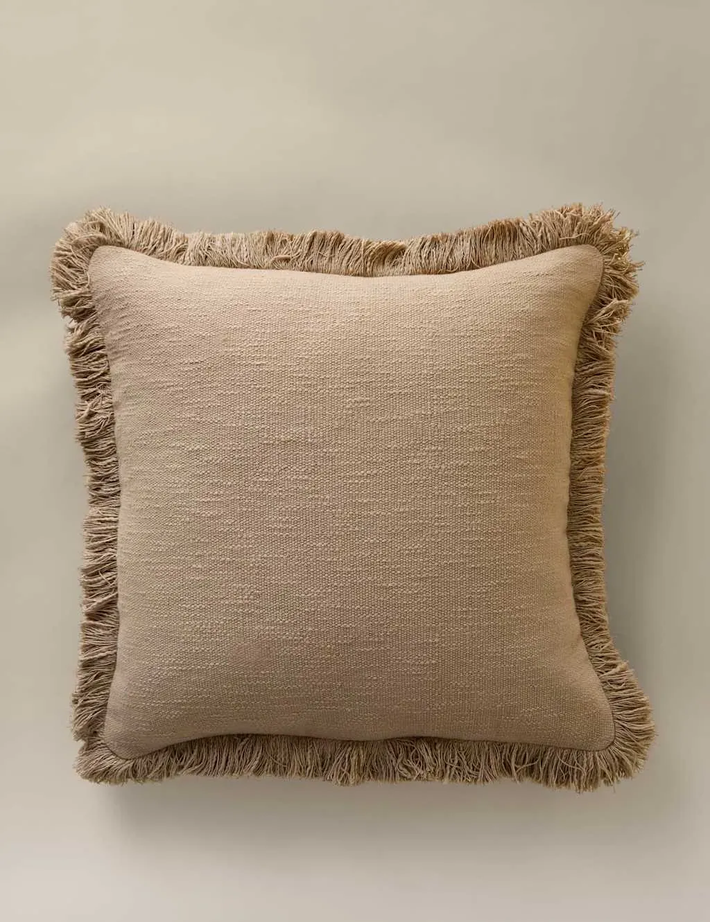 Pure Cotton Textured Fringe Cushion Cover - Natural product