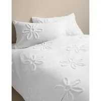Pure Cotton Tufted Flower Bedding Set - White alternate view