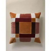 Pure Cotton Velvet Patchwork Cushion Cover - Rust Mix alternate view