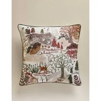 Pure Cotton Woodland Cushion - Multi alternate view
