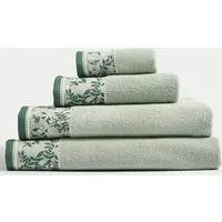 Pure Cotton Woven Floral Bath Towel - Forest Green alternate view