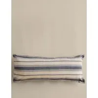 Pure Cotton Woven Stripe Bolster Cushion - Navy Mix alternate view
