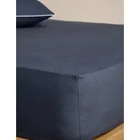Pure Linen 190gsm Deep Fitted Sheet - Navy alternate view