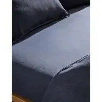 Pure Linen Deep Fitted Sheet - Navy alternate view