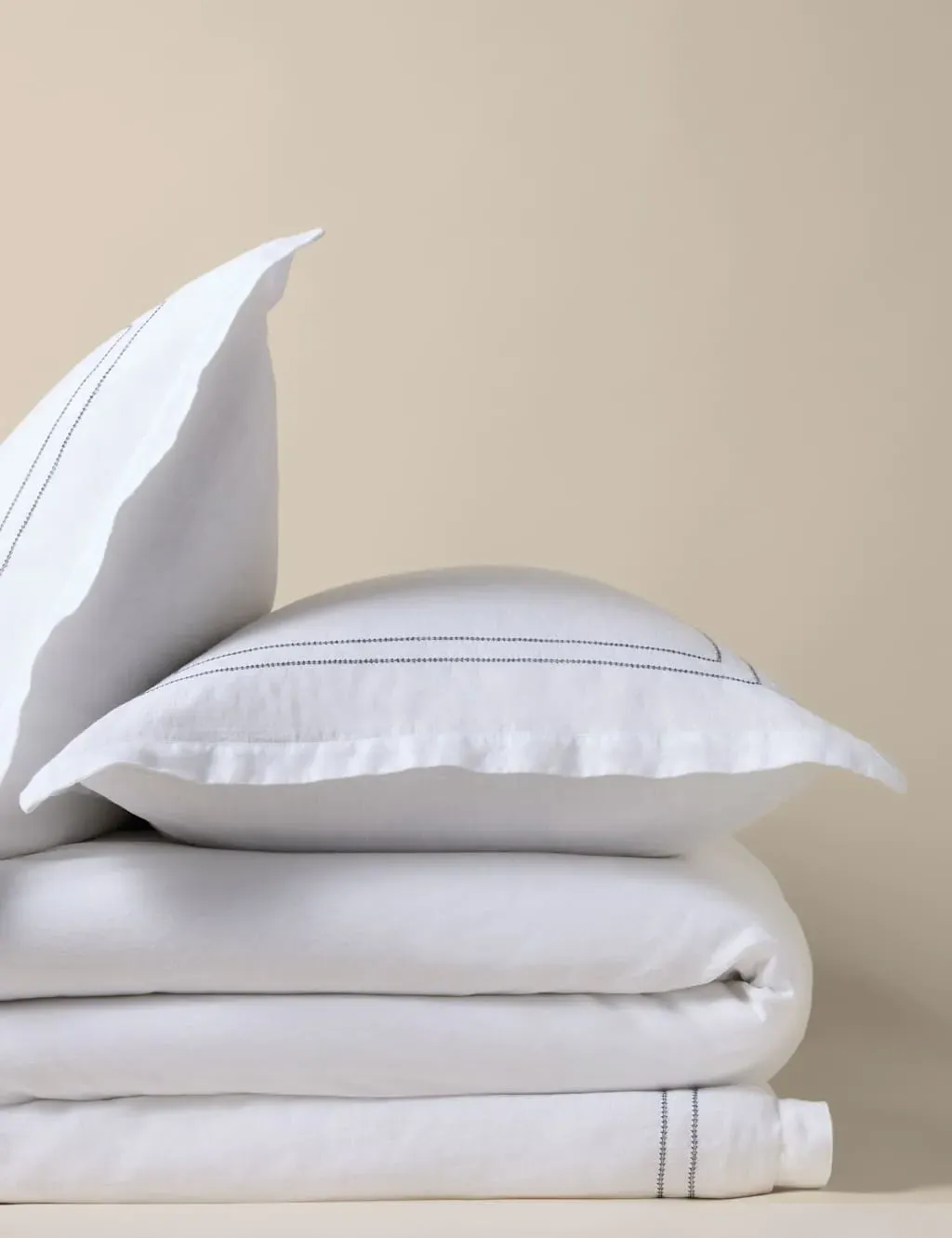 Pure Linen Embroidered Bedding Set - Blue product