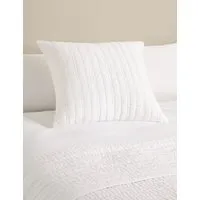 Pure Linen Large Textured Decorative Cushion - White alternate view