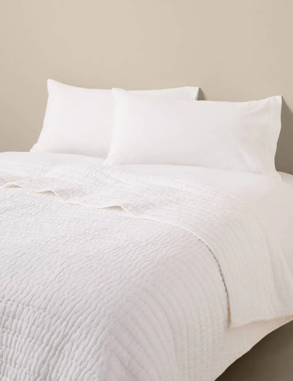 Pure Linen Quilted Bedspread - White product