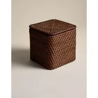 Rattan Structured Cube Storage Box - Brown alternate view