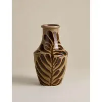 Reactive Leaf Ceramic Vase - Brown alternate view