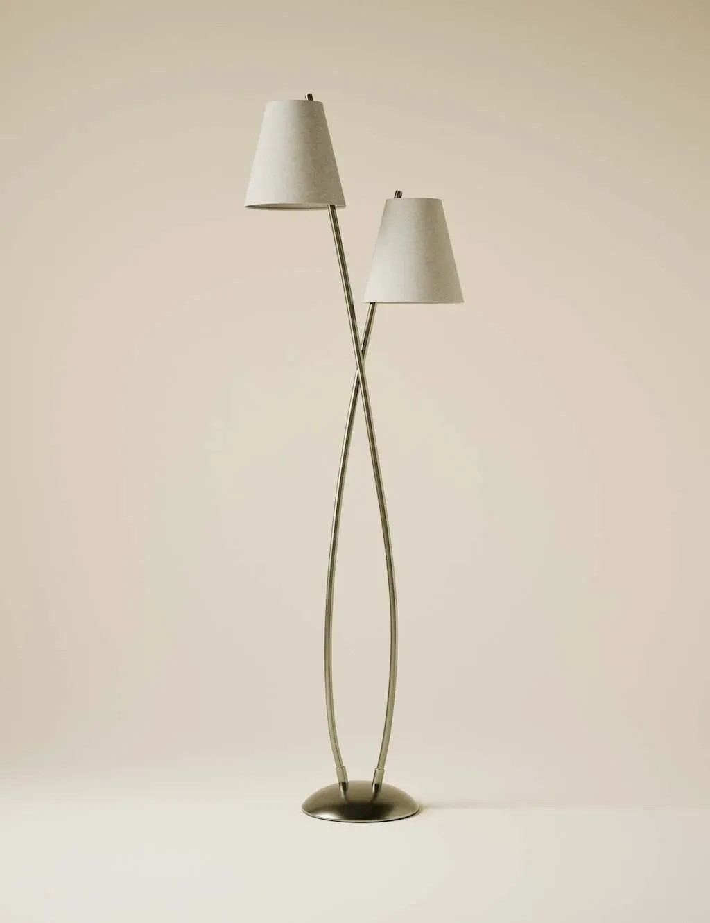 Rechargeable Curved Double Floor Lamp - Antique Brass product
