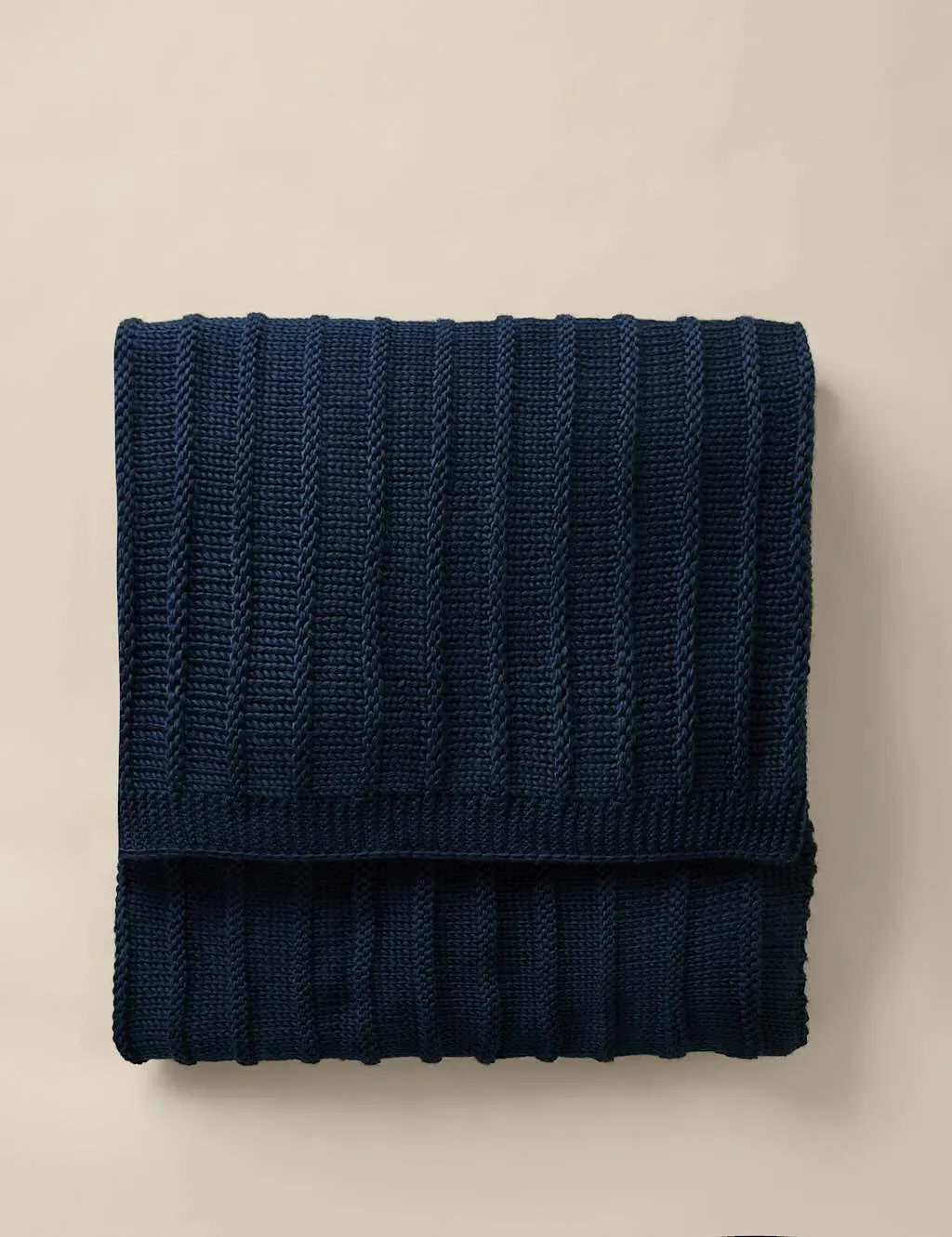 Ribbed Knitted Throw - Navy product