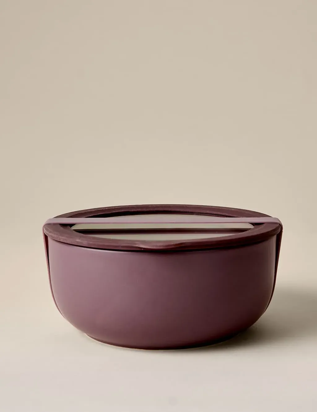 Round Ceramic Storage Container with Glass Lid - Purple product
