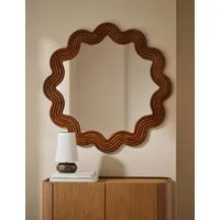 Scallop Ribbed Wooden Wall Mirror - Natural alternate view