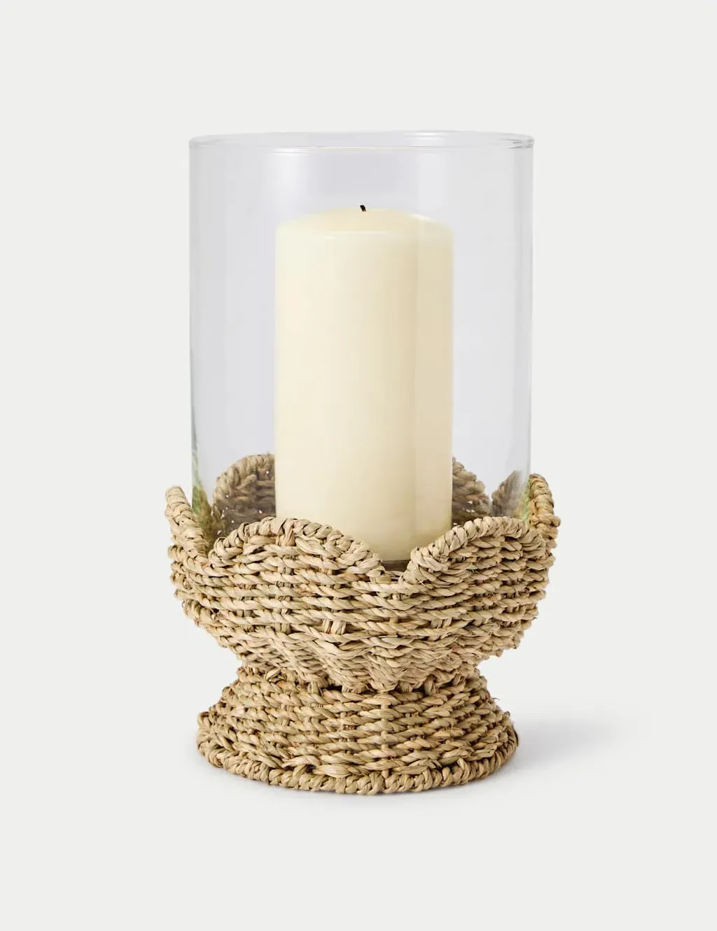 Seagrass Scallop Edge Hurricane Lantern - Natural product