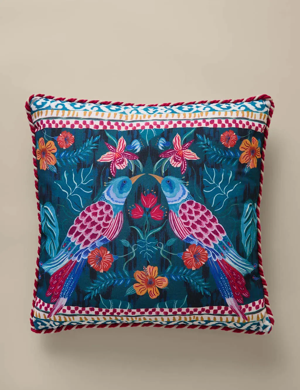 Set of 2 Bird Outdoor Square Cushions - Blue Mix product
