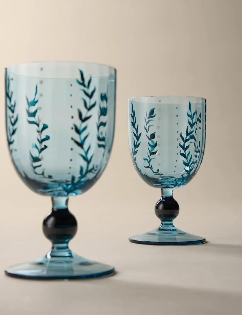 Set of 2 Hand Painted Wine Glasses - Blue product