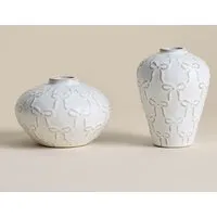 Set of 2 Mini Ceramic Bow Vases - White alternate view
