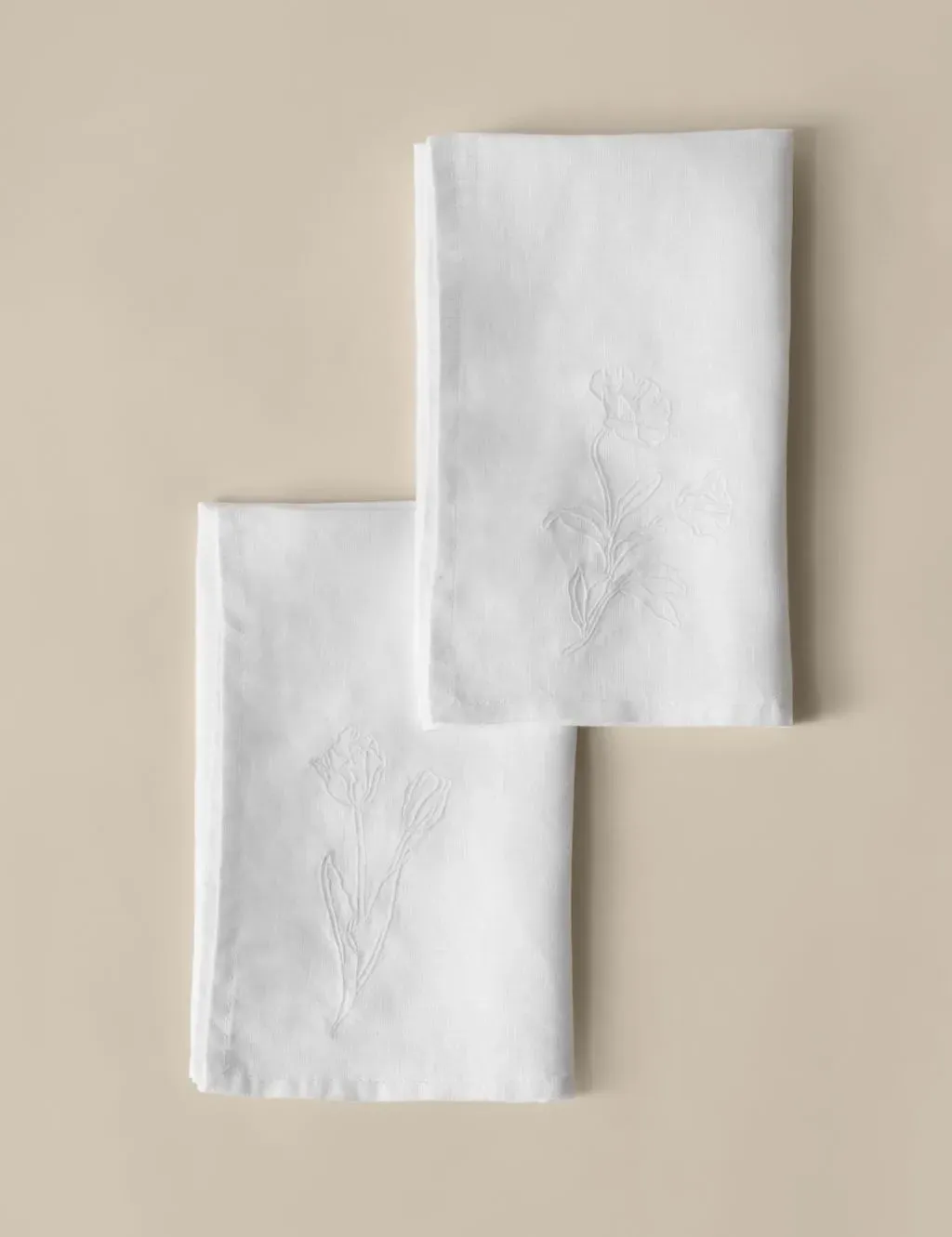 Set of 2 Pure Linen Embroidered Napkins - Ecru product