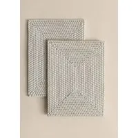 Set of 2 Rectangular Washed Rattan Placemats - White alternate view