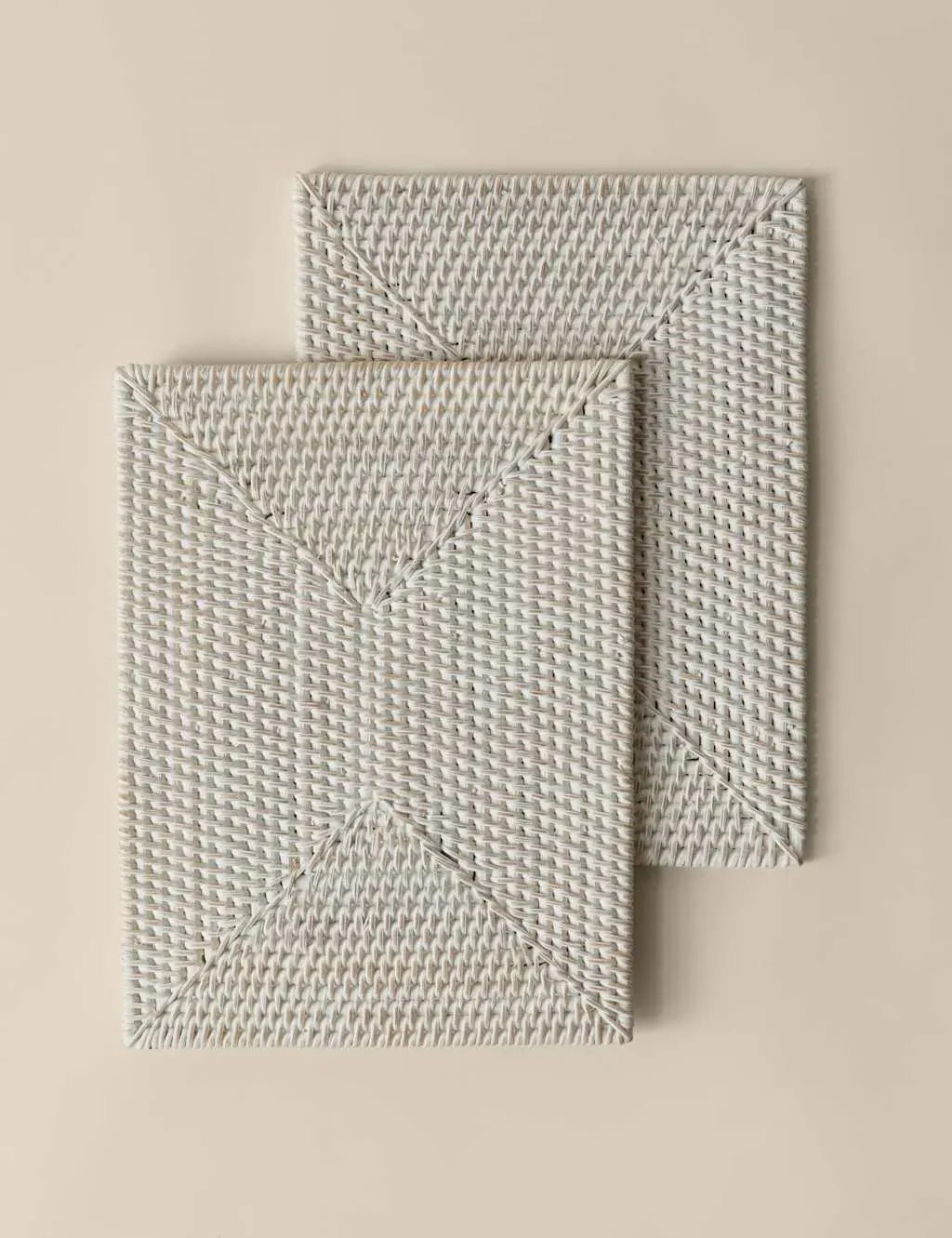 Set of 2 Rectangular Washed Rattan Placemats - White product