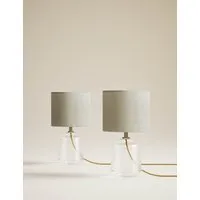 Set of 2 Ribbed Glass Small Table Lamps - Clear alternate view