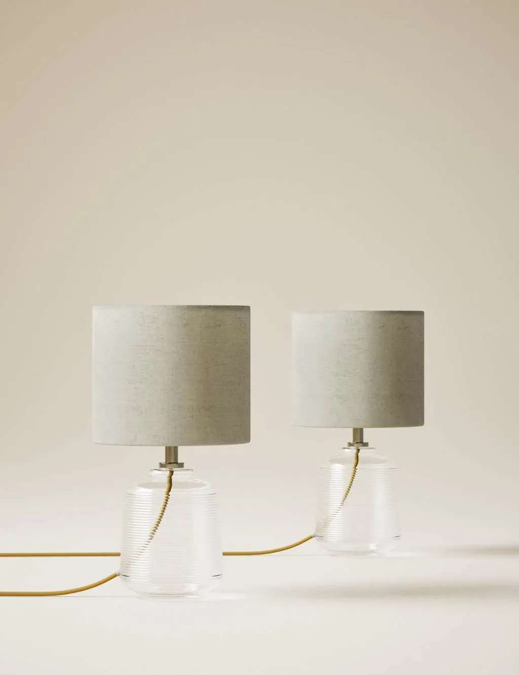Set of 2 Ribbed Glass Small Table Lamps - Clear product