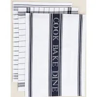 Set of 3 Striped Tea Towels - Blue, Cotton Rich alternate view