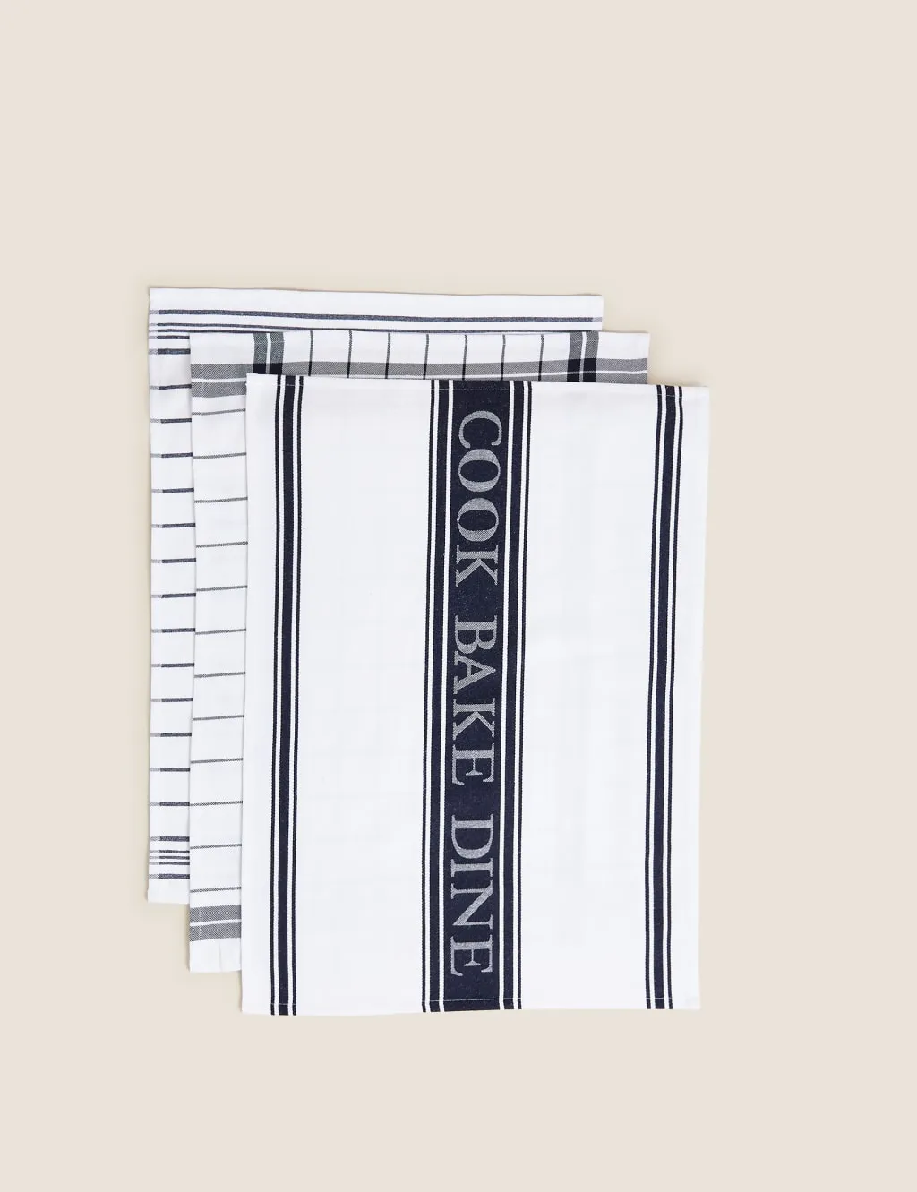 Set of 3 Striped Tea Towels - Blue, Cotton Rich product