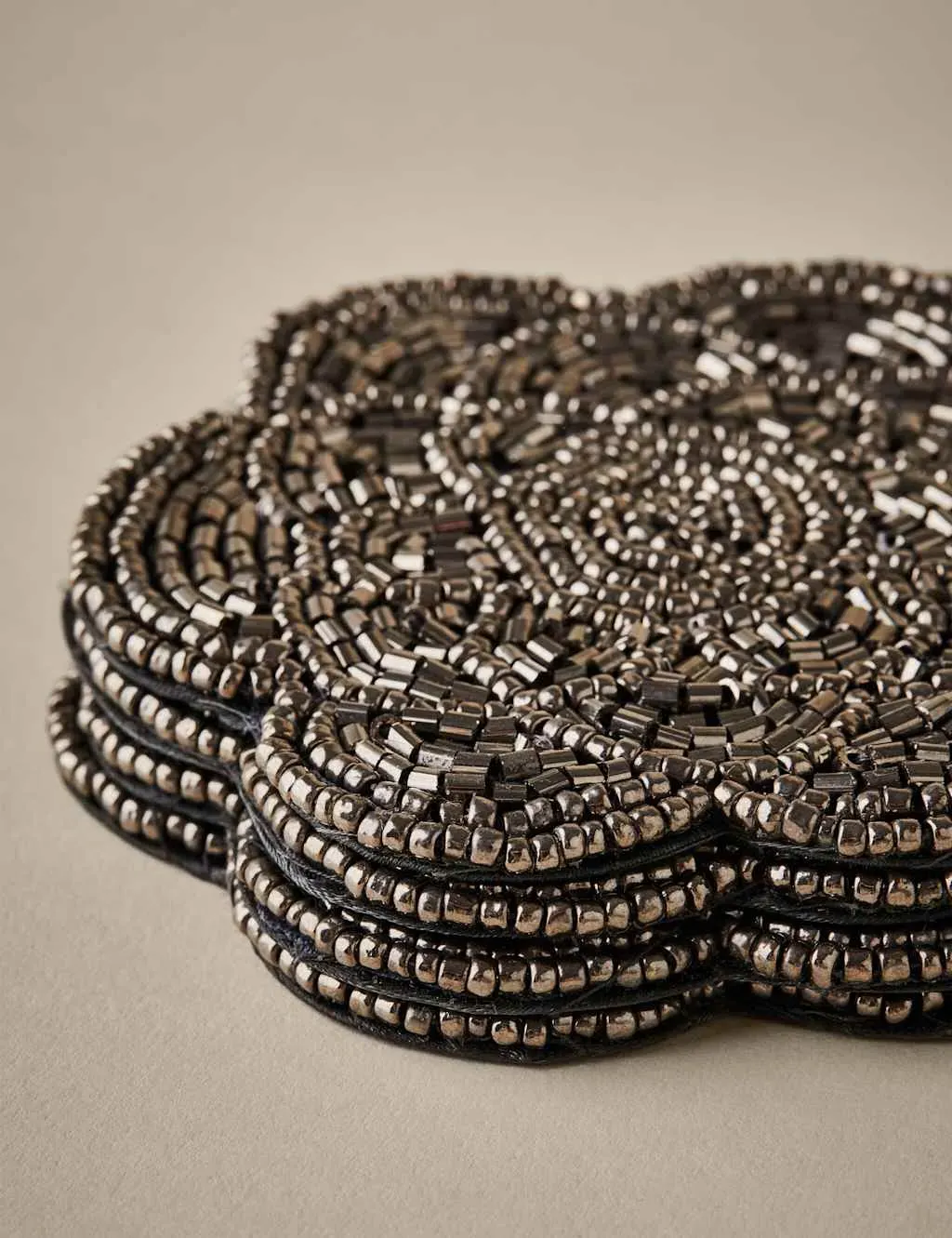 Set of 4 Beaded Scallop Coasters - Charcoal product